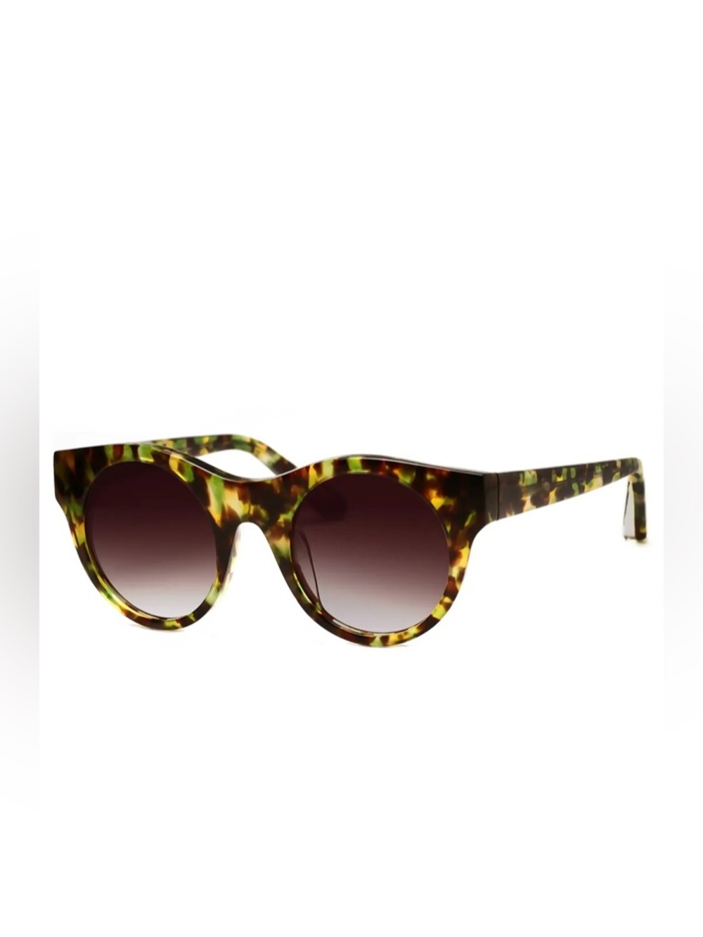 Elizabeth & James Olive Tortoiseshell Round Sunglasses - Brown Gradient Lenses